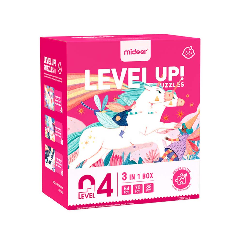 Mideer - Level Up Puzzles - 3-in-1 - Level 4 Unicorn Fantasy