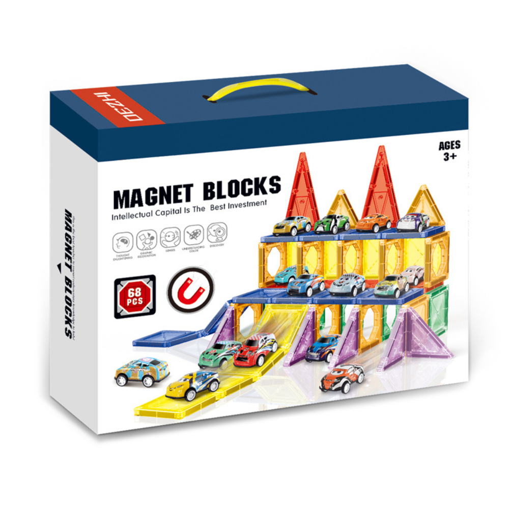 Cogo - Magnetic Tiles with Cars Set - 68 Pieces