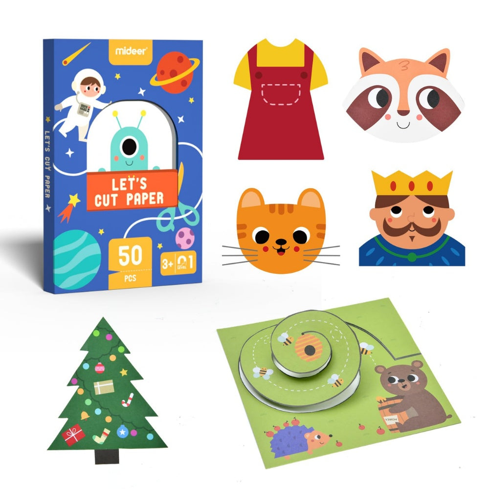 Mideer - Beginner Level Let's Cut Paper Arts & Crafts Set