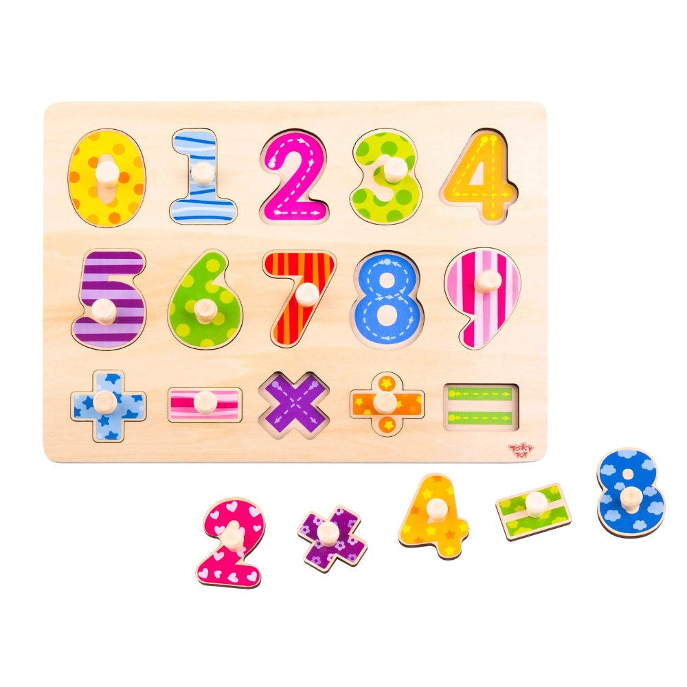 TookyToy - Wooden Peg Puzzle - Numbers