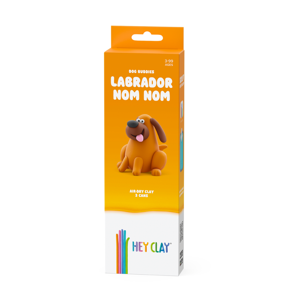 Hey Clay - Modelling Air-Dry Clay with Fun Interactive App - Labrador Nom Nom, Series Dog Buddies, 3 cans