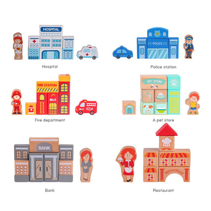 Classic World - Wooden City Building Blocks Set - 120 Pieces