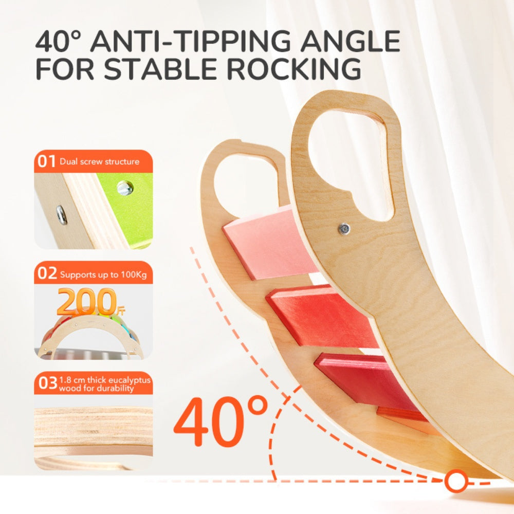 Mideer - Wooden Climbing & Rocking Rainbow Arch: Indoor Toy