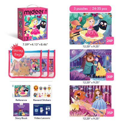 Mideer - Level Up Jigsaw Puzzle for Kids - 3-in-1 - Level 3 Princess Romance