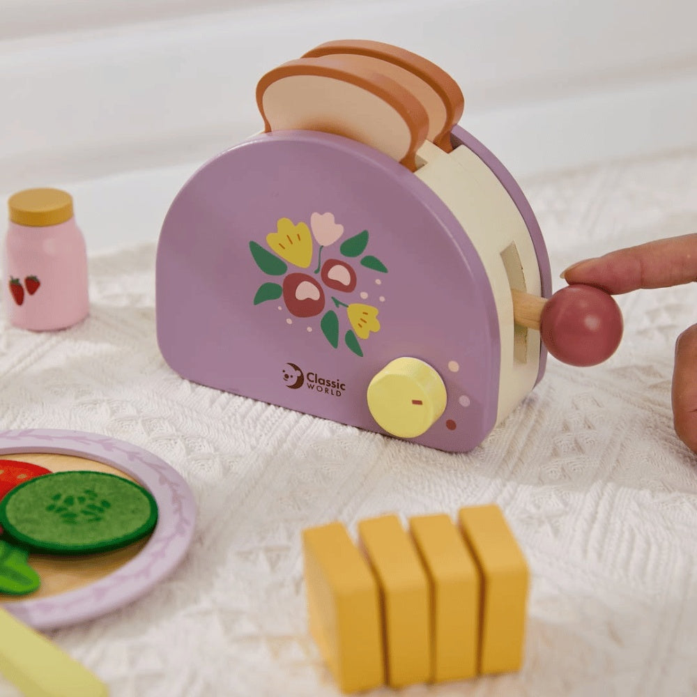Classic World - Pretend & Play - Wooden Toaster Breakfast Set - 13pcs