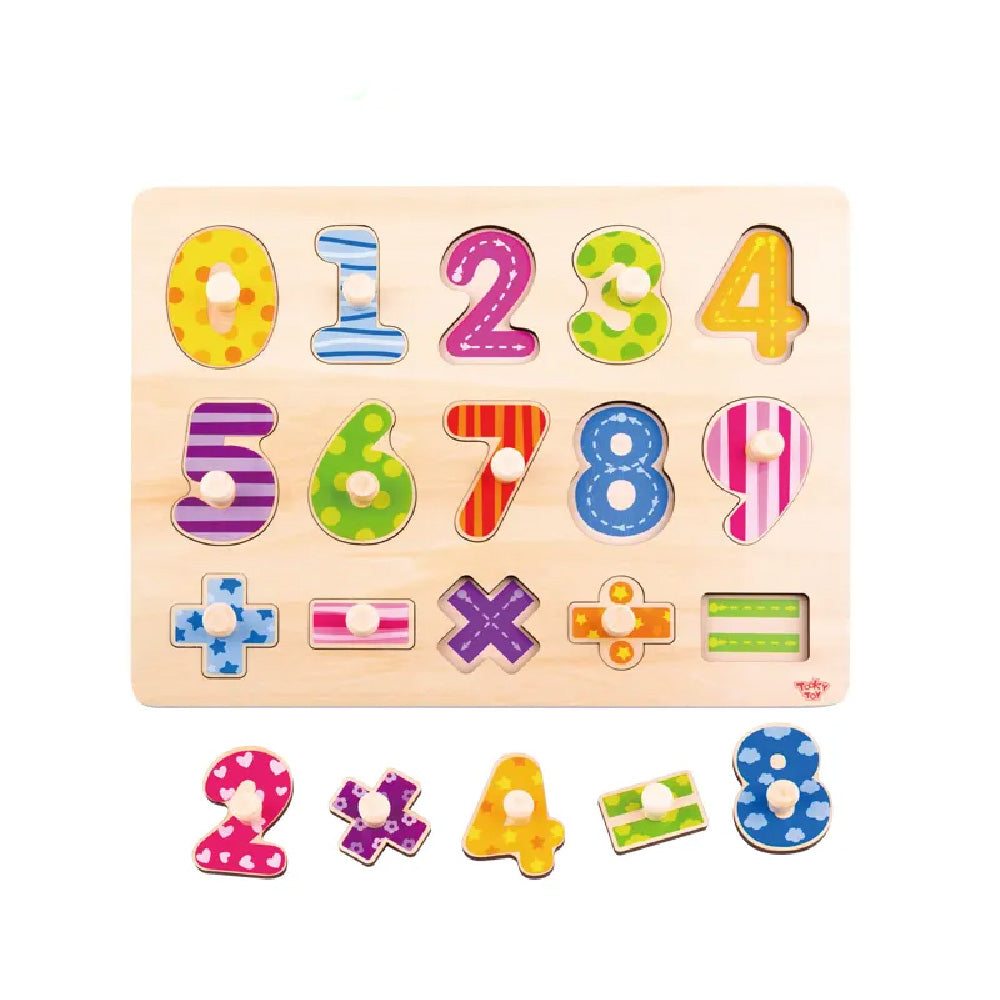 TookyToy - Wooden Peg Puzzle - Numbers