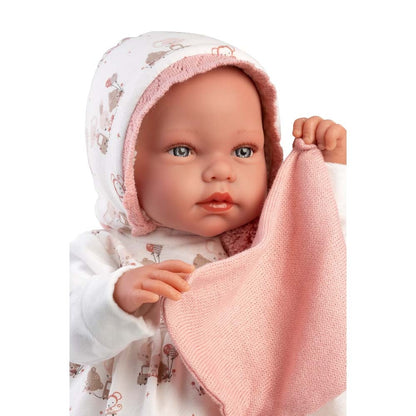 Llorens - Newborn Baby Girl Doll with Crying Mechanism, Clothing & Cushion: Tala - 44cm