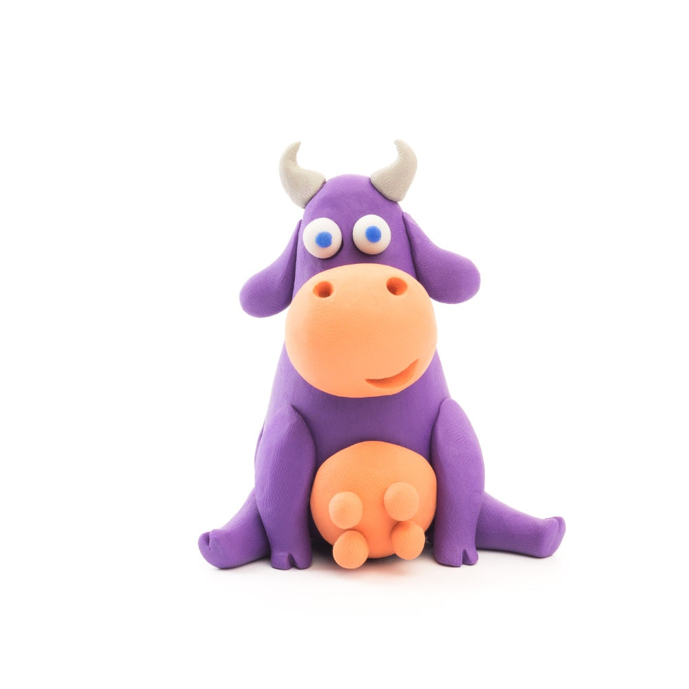 Hey Clay - Modelling Air-Dry Clay with Fun Interactive App - Cow, Doggie, Sheep, Series Animals, 6 cans