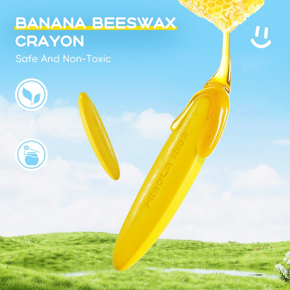 Jar Meló - Beeswax Crayons Banana Shape - 24 Washable & Non-Toxic Colours