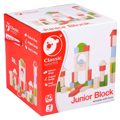 Classic World - Wooden Building Blocks - Junior Blocks - 50pcs