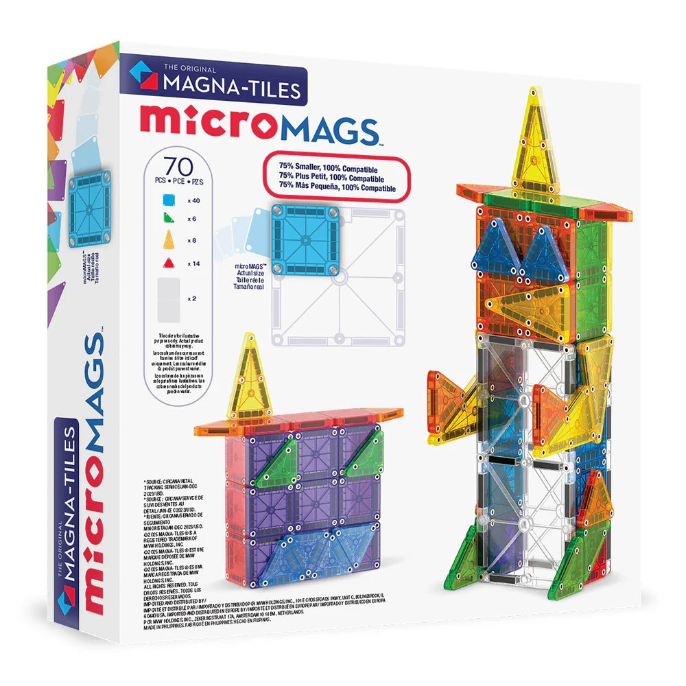 Magna-Tiles - Magnetic Construction Set - microMAGS Deluxe Set - 70pcs