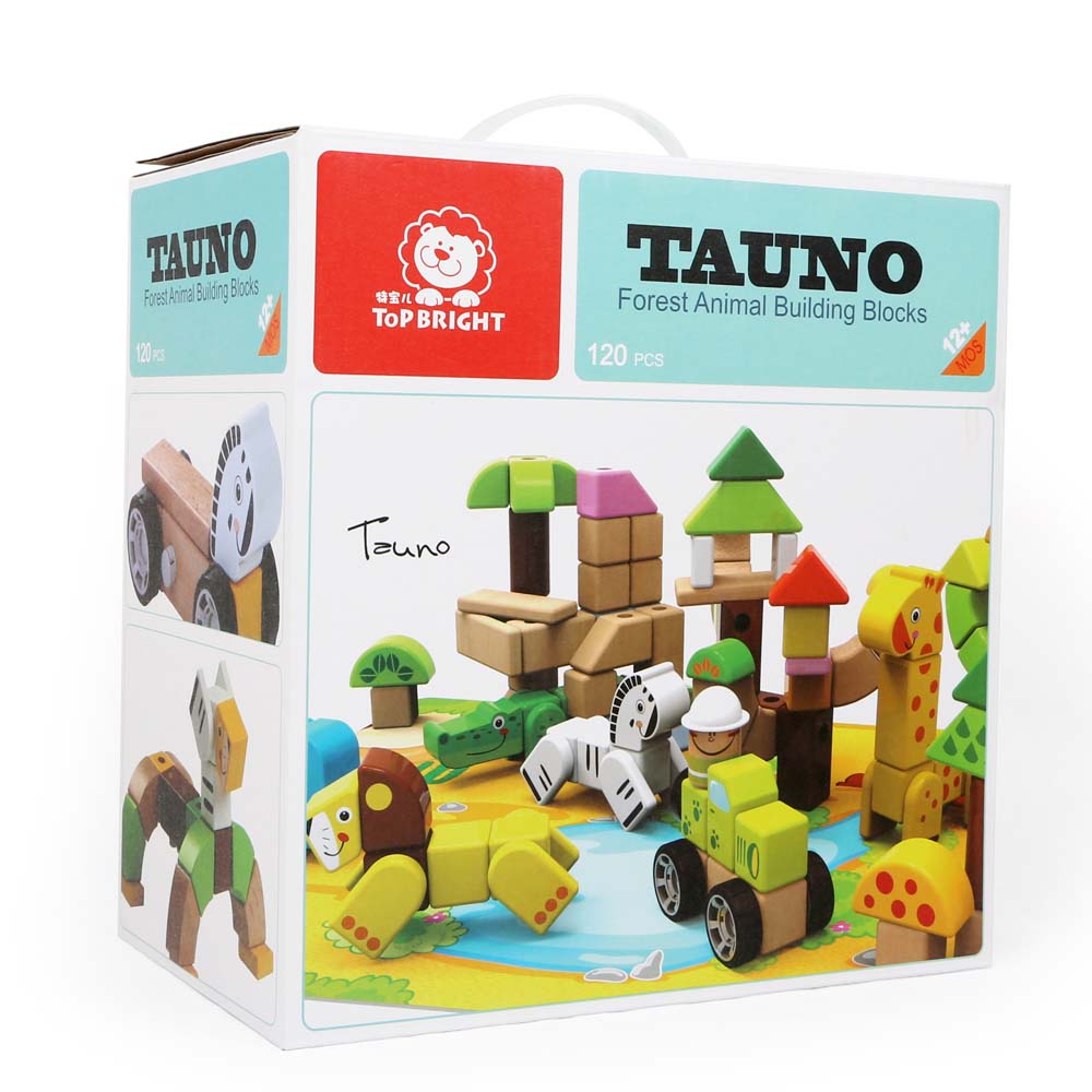 TopBright - Wooden Building Blocks - Forest Animal - 120 Pieces