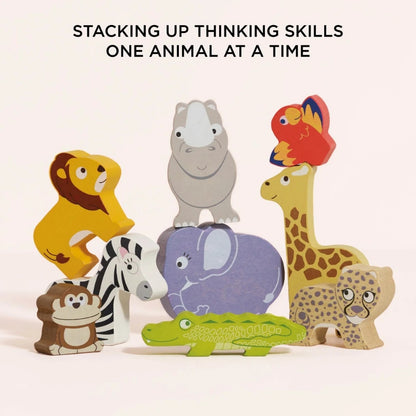 Le Toy Van - Wooden Stacking African Animals & Bag - 10pcs