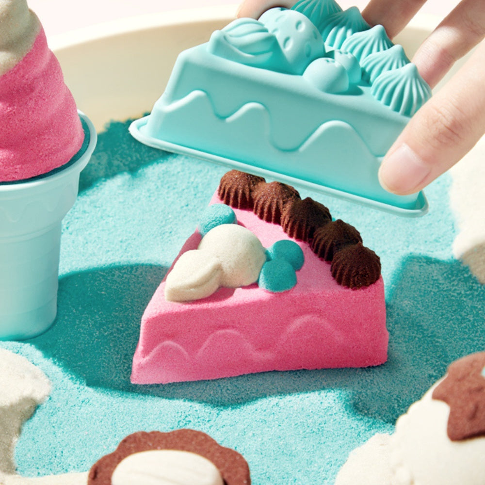 Mideer - Sweet Treat Magic Sand Play Set: 1kg Kinetic Sand with Sensory Bin, Moulds & Tools