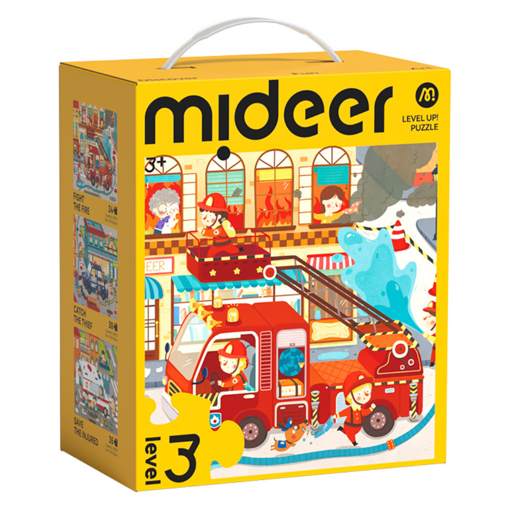 Mideer - Level Up Jigsaw Puzzle for Kids - 3-in-1 - Level 3 Busy Rescue Team