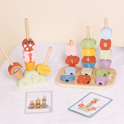 TookyToy - Wooden Montessori Garden Stacking Travel Toy 33pcs