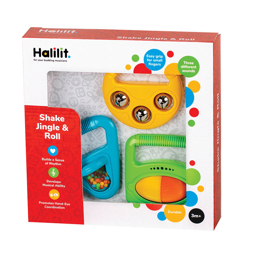Halilit - Music Instrument for Babies & Toddlers - Shake Jingle & Roll Gift Set of 3