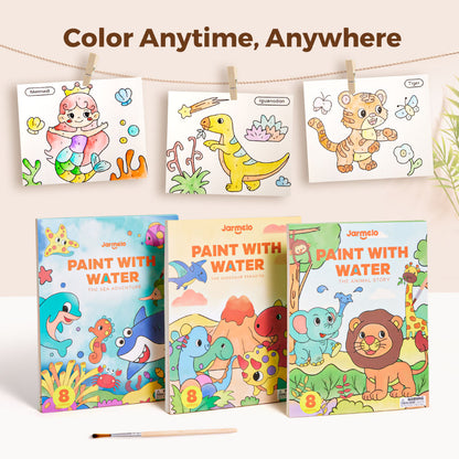 Jar Meló - Watercolour Painting Book - 20 Pages & Paint Brush - Animals