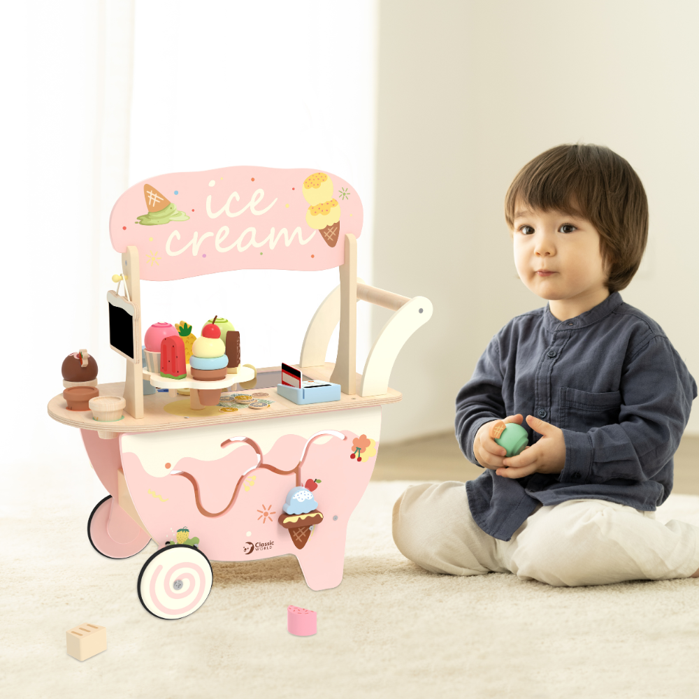 Classic World - Pretend & Play - Wooden Ice Cream Cart - 40pcs