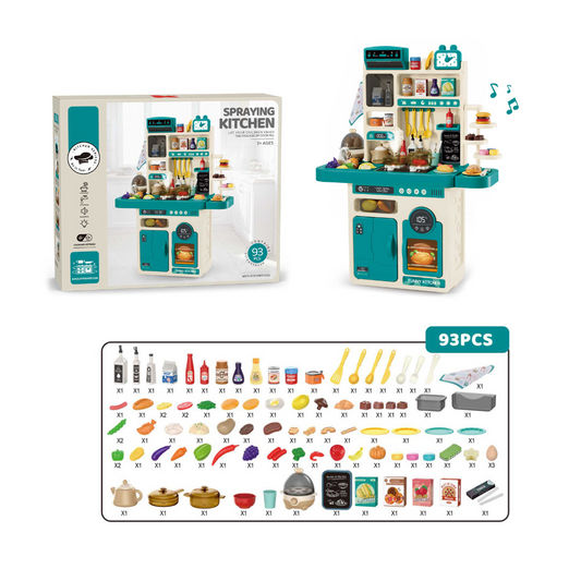 Cogo - Pretend & Play Kitchen Set with Light & Sound Effects - Blue - 93 Pieces