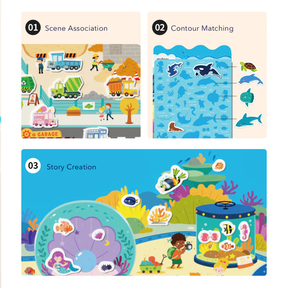 Mideer - Reusable Jelly Sticker Set - Incredible Aquarium - 43pcs