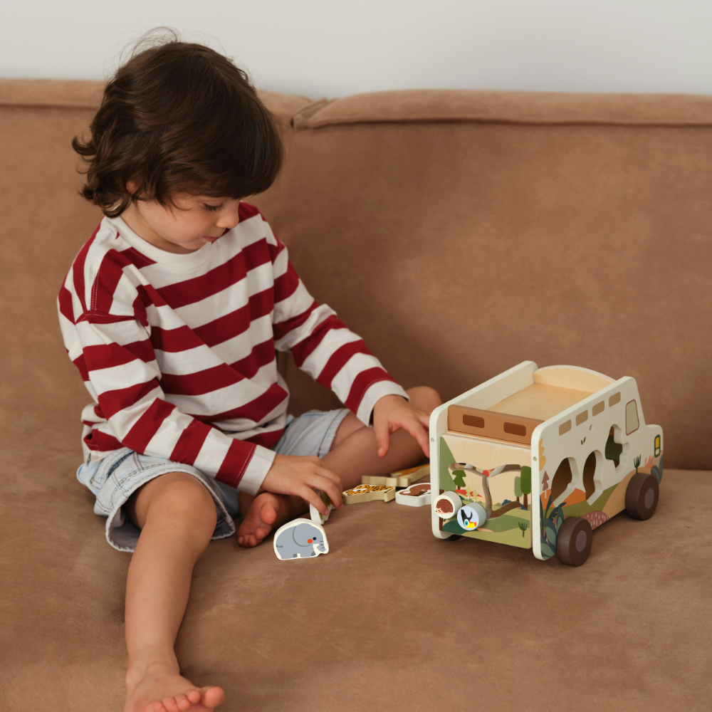 Classic World - Safari Adventurer Wooden Shape Sorter and Play Truck
