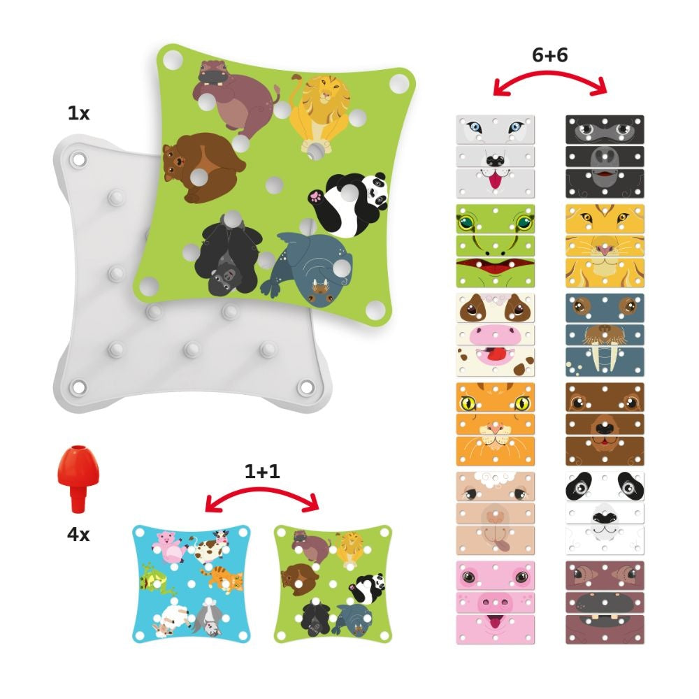 Quercetti - Guess the Animal Faces Puzzle - Memory & Recognition Game for Toddlers