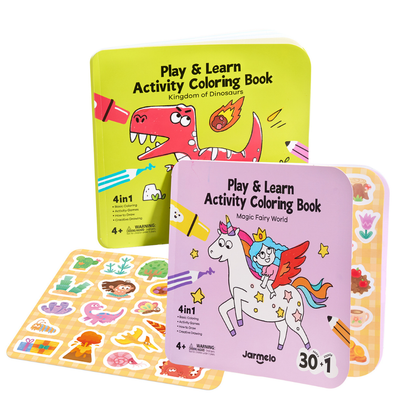 Jar Meló - Play & Learn Colouring Book Set: Dinosaurs & Fairies - 2 Books 60 Pages