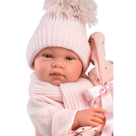 Llorens - Newborn Baby Girl Doll with Pink Beanie & Blanket: Tina - 43cm