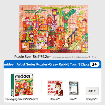 Mideer - Artist Puzzle: Rabbitopia - 352 Piece Illustrated Rabbit World Jigsaw for Kids
