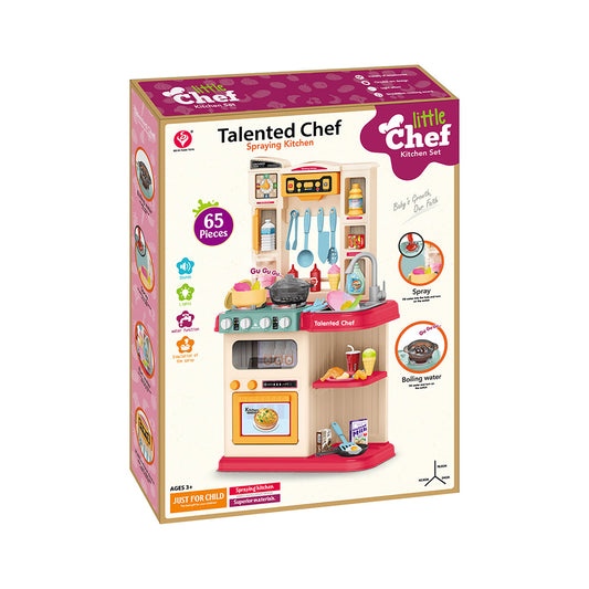 Cogo - Pretend & Play Kitchen Set with Light & Sound Effects - Pink - 65 Pieces