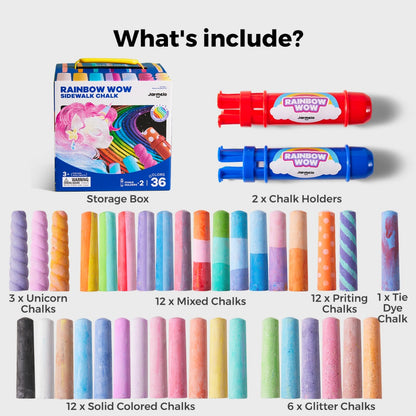 Jar Meló - Sidewalk Giant Chalk with Holders - 36 Rainbow Colours