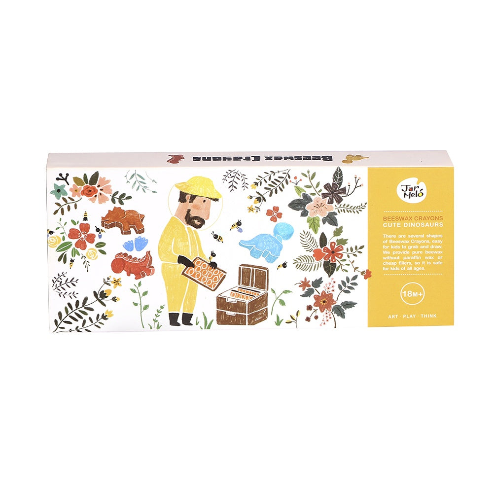 Jar Meló - Cute Dinosaur Beeswax Crayons - 12 Washable & Non-Toxic Colours