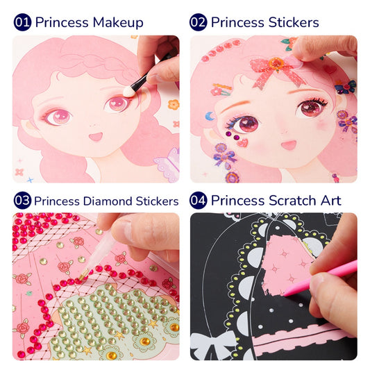 Mideer - 3-in-1 Makeup and Dress Up Arts & Crafts Book Set: Princess Fashion Show