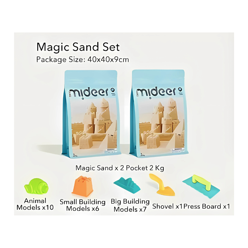 Mideer - Magic Sand Play Set - 2kg Kinetic Sand & 25 Sand Tools