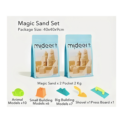 Mideer - Magic Sand Play Set with Sensory Bin & Lid, 2kg Kinetic Sand & 25 Sand Tools