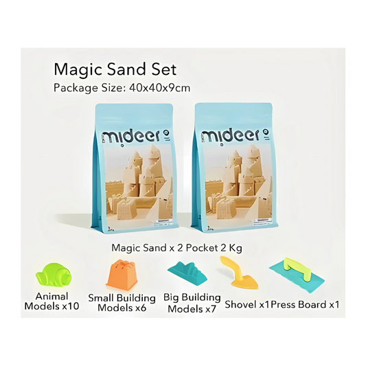 Mideer - Magic Sand Play Set - 2kg Kinetic Sand & 25 Sand Tools