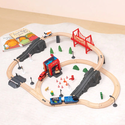 TookyToy - Wooden Train Set - Fire Rescue