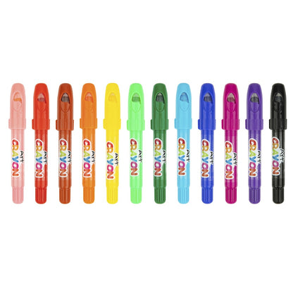 TookyToy - Twistable Washable Silky Crayons in Carry Case - 12 Colours