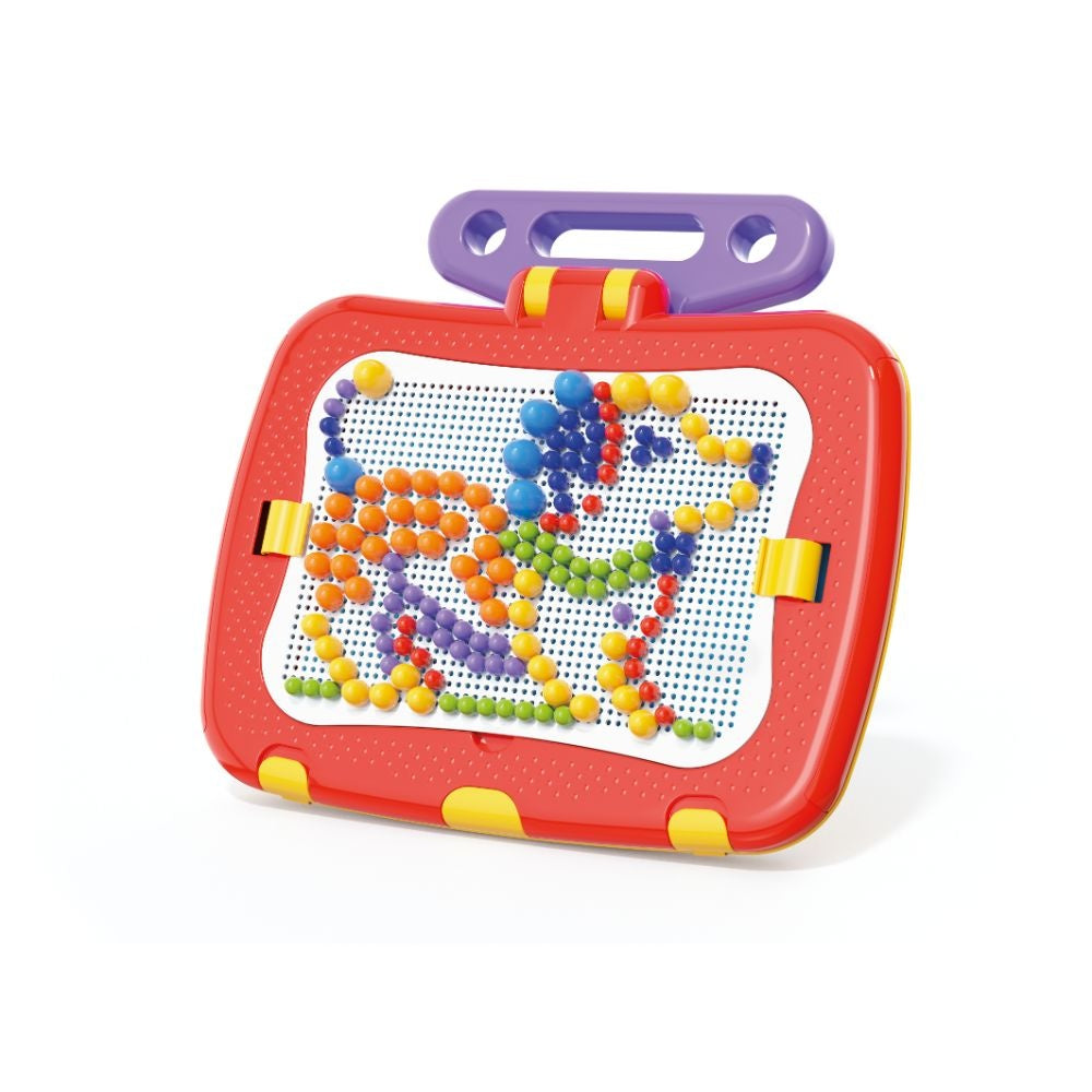 Quercetti - 2-in-1 Peg Board & Magnetic Board Set - Mosaic Art & Letter Play