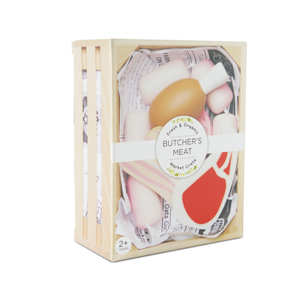 Le Toy Van - Wooden Butchers Meat Food Crate - 7pcs