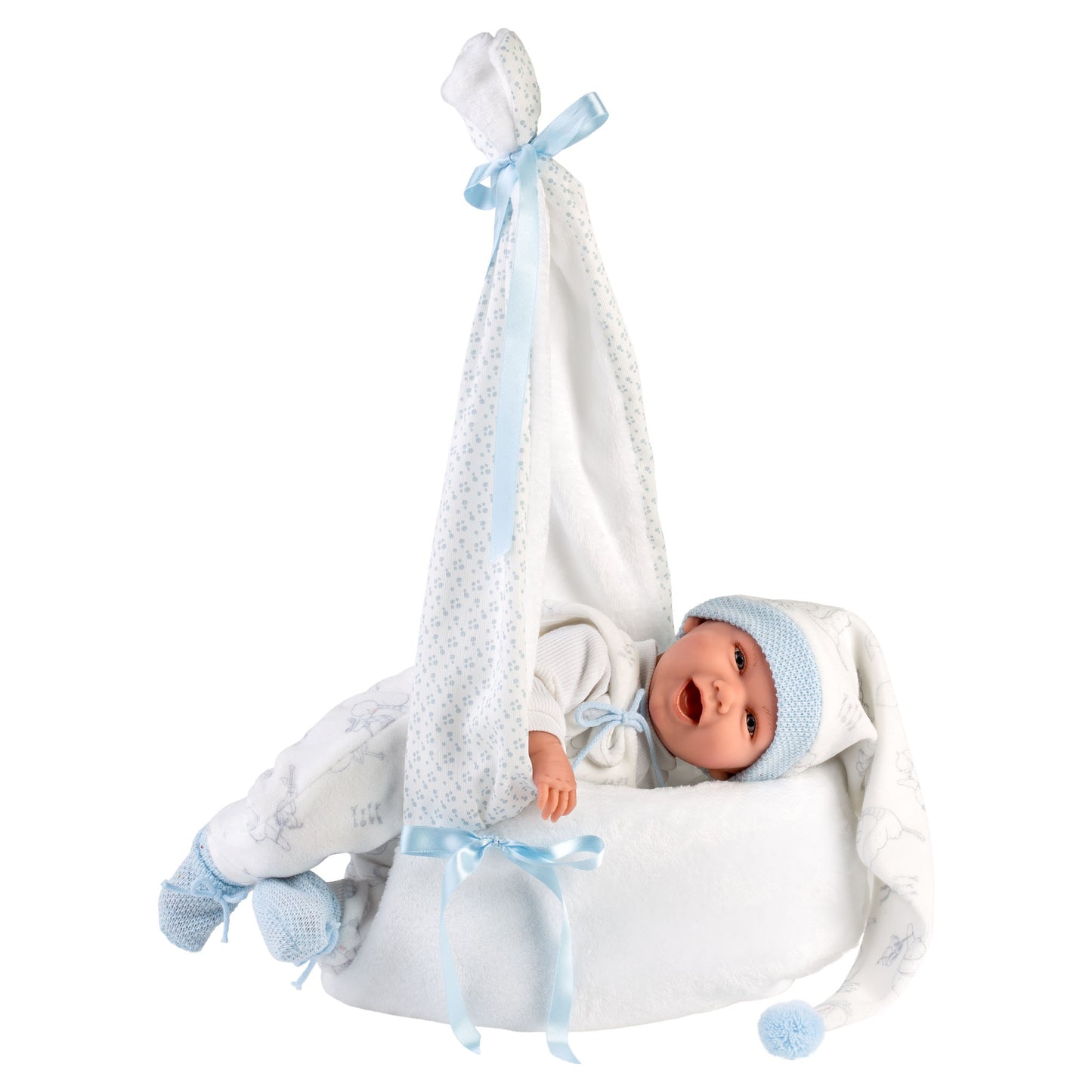 Llorens - Baby Boy Doll with Laughing Mechanism Clothing & Baby Swing: Mimo - 42cm - Motherhood