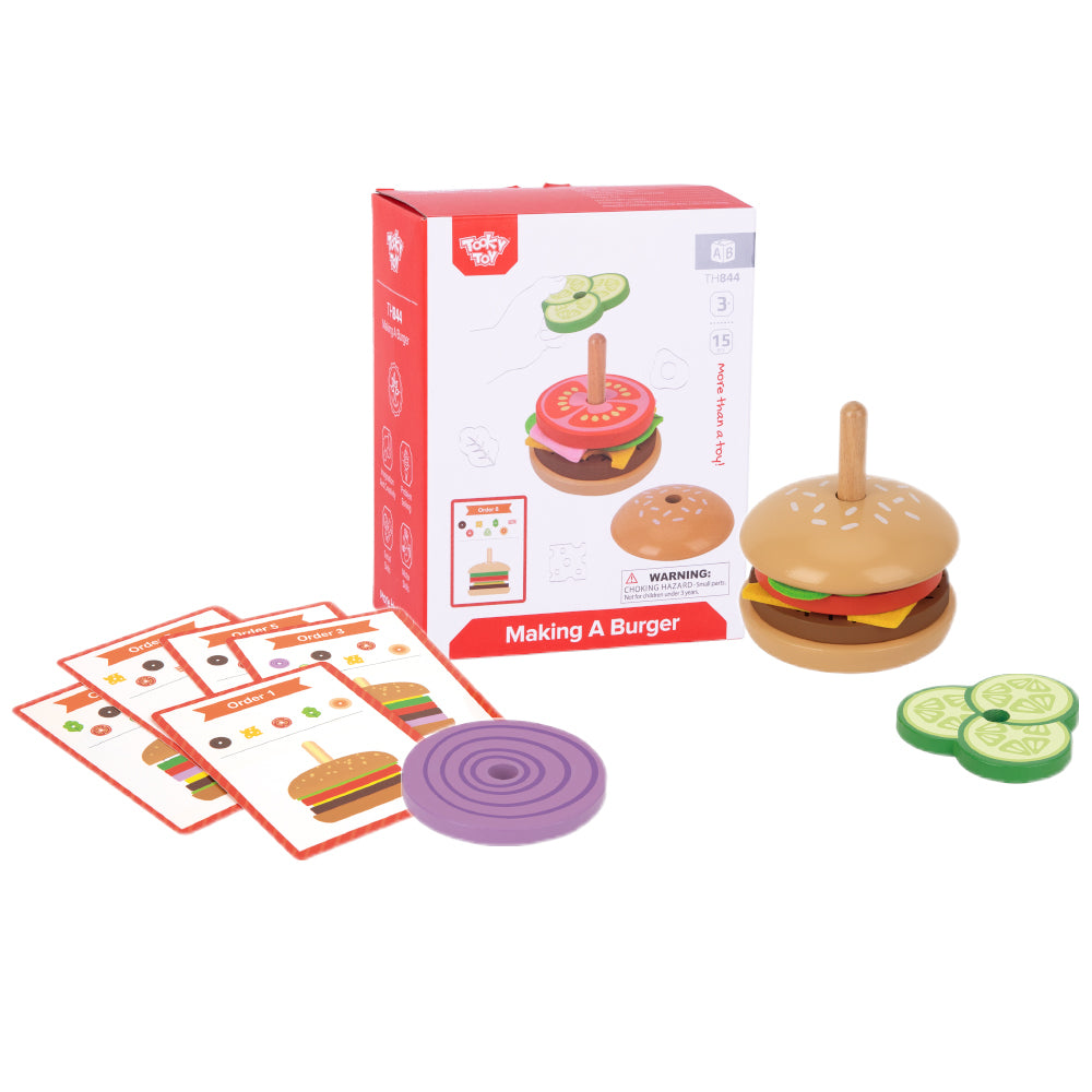 TookyToy - Making A Burger - Stacking & Sequencing Activity Toy - Motherhood