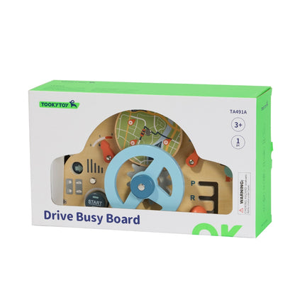 TookyToy - Wooden Drive Busy Board - Montessori Activity for Toddlers
