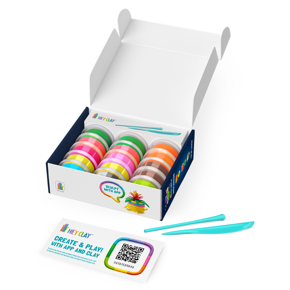 Hey Clay - Modelling Air-Dry Clay with Fun Interactive App - Plant Friends, 15 cans