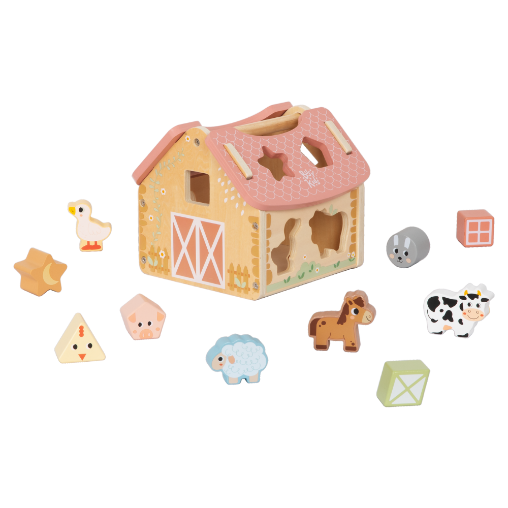 TookyToy - Farmhouse Shape Sorter - Farm Animals Sorting Toy for Toddlers
