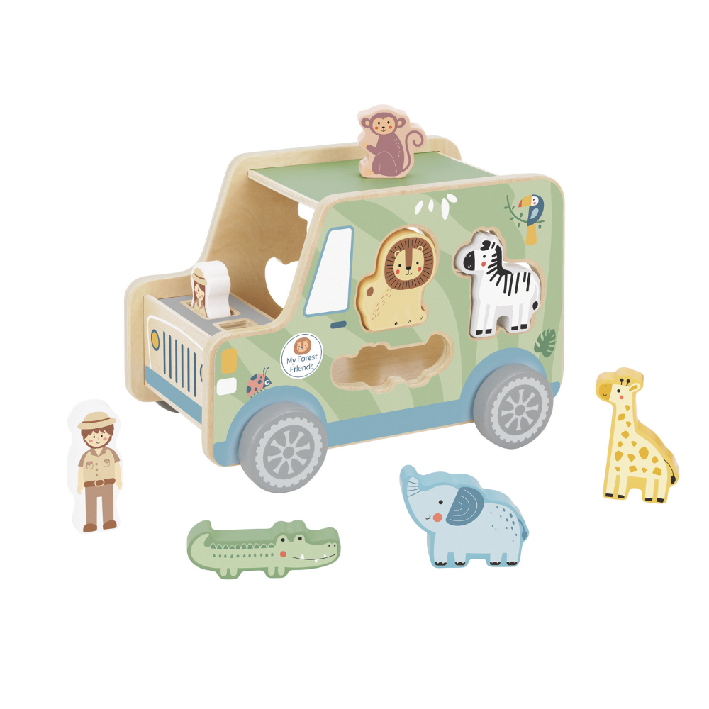 TookyToy - My Animal Friends - Safari Jeep Shape Sorting Toy 8pcs