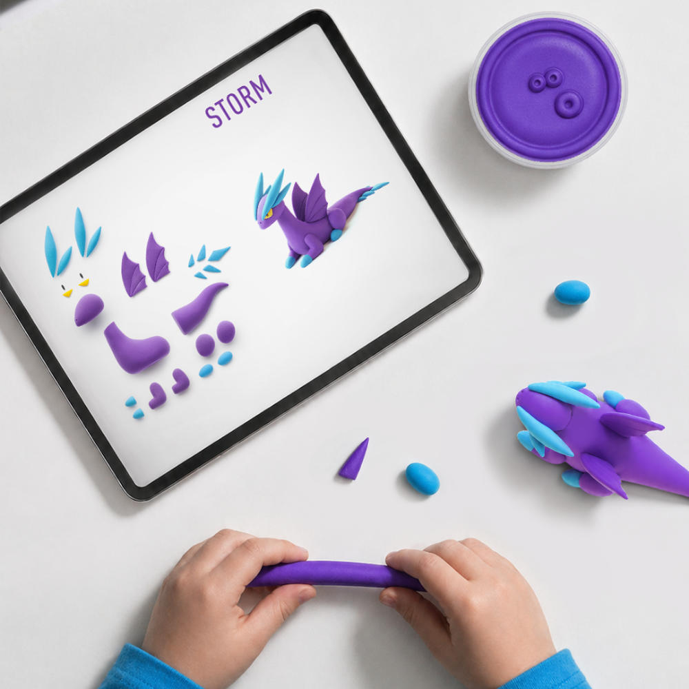 Hey Clay - Modelling Air-Dry Clay with Fun Interactive App - Dragon Island, 15 cans
