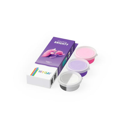 Hey Clay - Modelling Air-Dry Clay with Fun Interactive App - Brighty, Series Rainbow Unicorns, 3 cans
