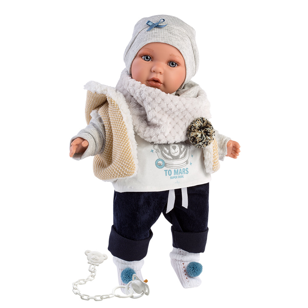 Llorens - Baby Boy Doll with Crying Mechanism, Clothing & Accessories: Enzo - 42cm - Motherhood